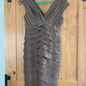 Dress- beautiful taupe light fabric- lined